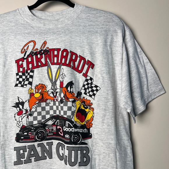Vintage Dale Earnhardt Fan Club Looney Tunes Grey T Shirt Made In USA Large - Picture 1 of 6
